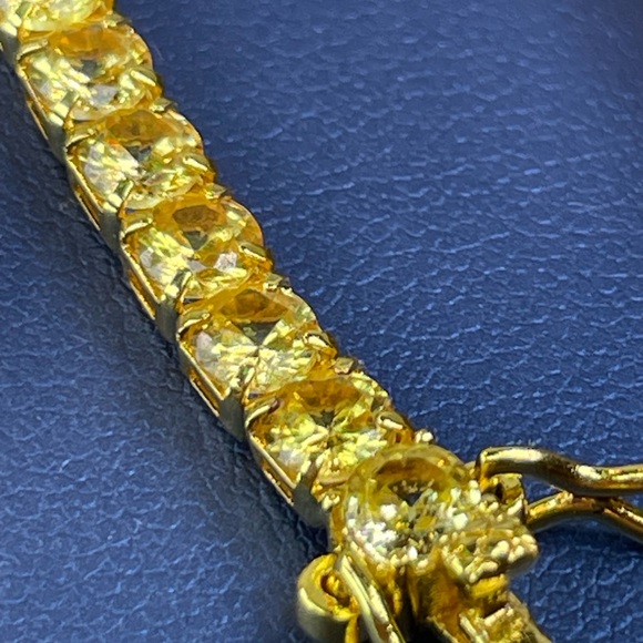 10.5ct Yellow Citrine tennis bracelet 14k Yellow Gold Electroplated on Silver. - Picture 12 of 12